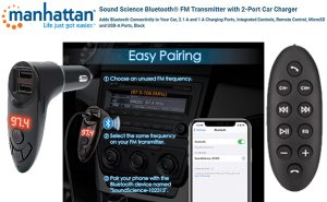 Manhattan Bluetooth FM Transmitter with Dual USB Ports