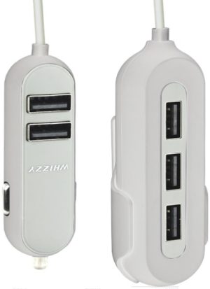 Whizzy White 5 Port USB Family Car Charger