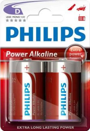Philips Power Alkaline Battery LR20P2B 2 X D Alkaline