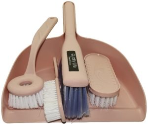Casey 5 Piece Handheld Dust Pan And Brush Set Pink