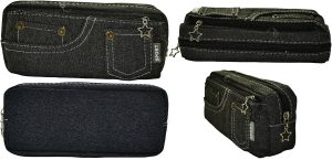 Brainware Black Denim Pencil Case