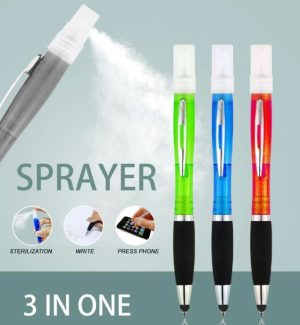 Geeko 3-in-1 Sanitizer Spray Stylus and Blue Ink Pen Blue