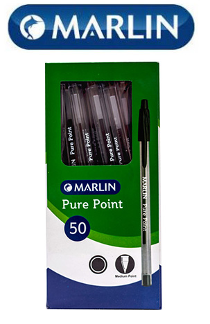 Marlin Pure Point Transparent Pens Box of 50 Blue