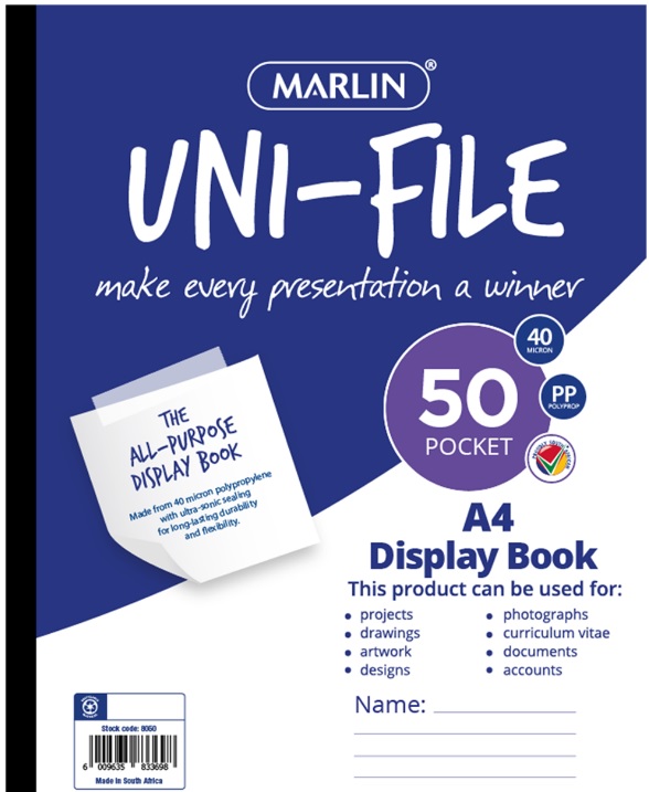 Marlin A4 All Purpose 50 Page UniFile Display Book
