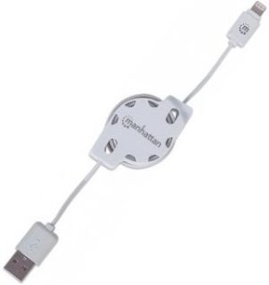 Manhattan iLynk Lightning Cable Retractable 1m White