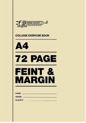 Freedom A4 72 Pages College Exercise Book Feint And Margin