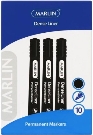 Marlin Dense Permanent Markers Black 10