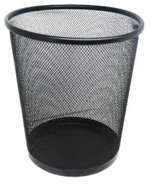Brainware Round Steel Mesh Trash Can Black