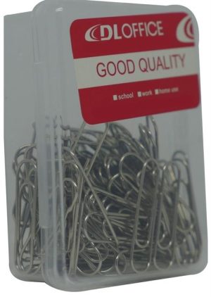 DLOffice Silver 28mm Paper Clips Plastic Tub of 100 Pieces