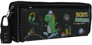 Brainware Fabric 2 Pocket 20cm Pencil Bag Black