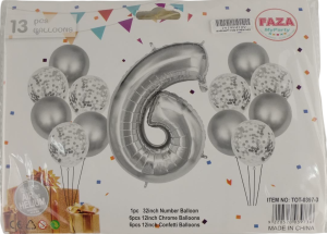 Casey 13pc Silver and White Balloon Set Nr.6