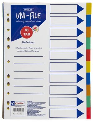 MARLIN FILE DIVIDERS JAN - DEC POLYPROP