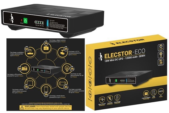 TITAN Elecstor 18W 12000mAh 38WH Mini DC UPS
