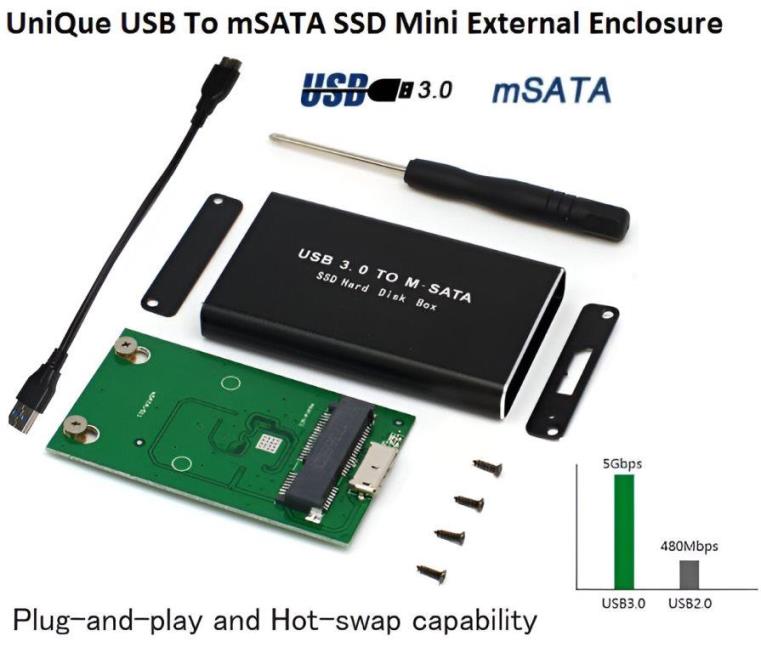 UniQue USB To mSATA SSD Mini External Enclosure