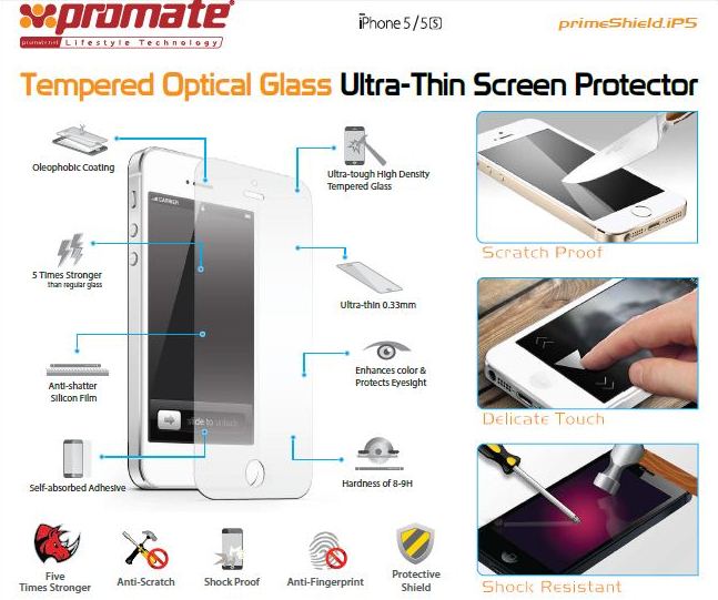 Promate Primeshield.Ip5 Premium Ultra-Thin Tempered